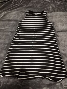 Casual Black and White Striped Dress